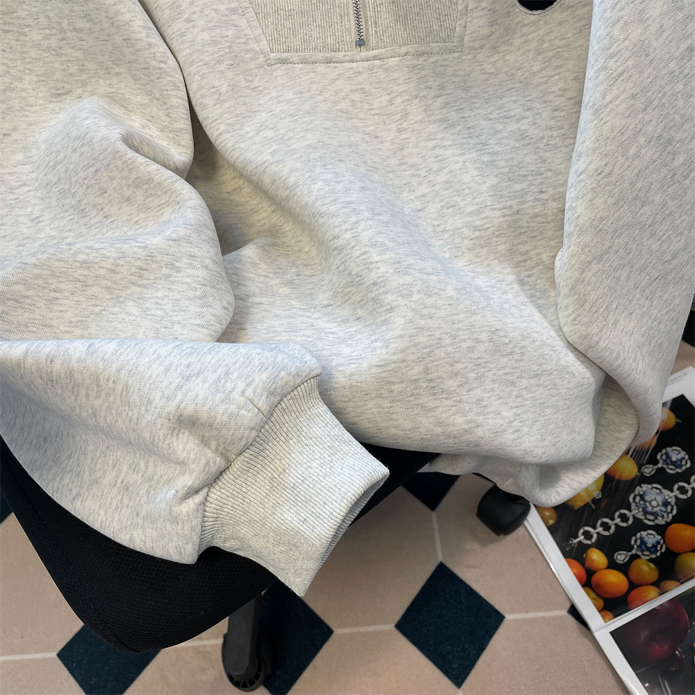 High-end Zipped Stand Collar Sweatshirt