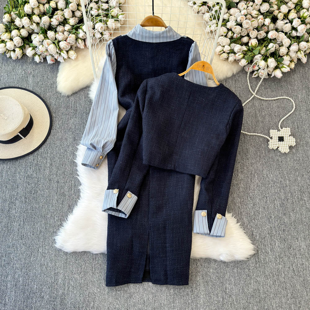Stripe Dress & Structured Blazer Matching Set