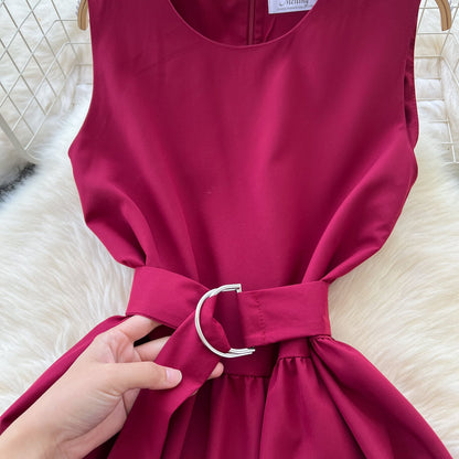 French Style Lace-up Sleeveless Dress