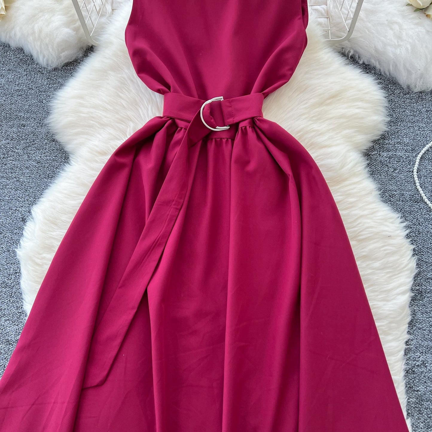 French Style Lace-up Sleeveless Dress