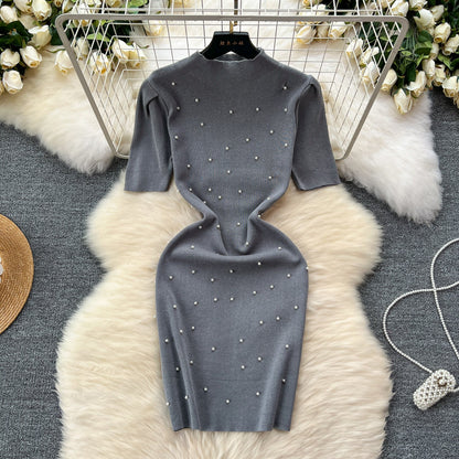High-end Beaded Slim Knitted Dress