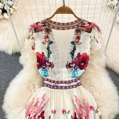 Elegant V-neck Waist Slimming Dress