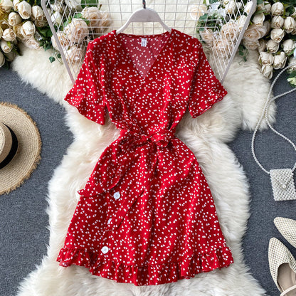 Chic Retro Polka Dot V-Neck Dress