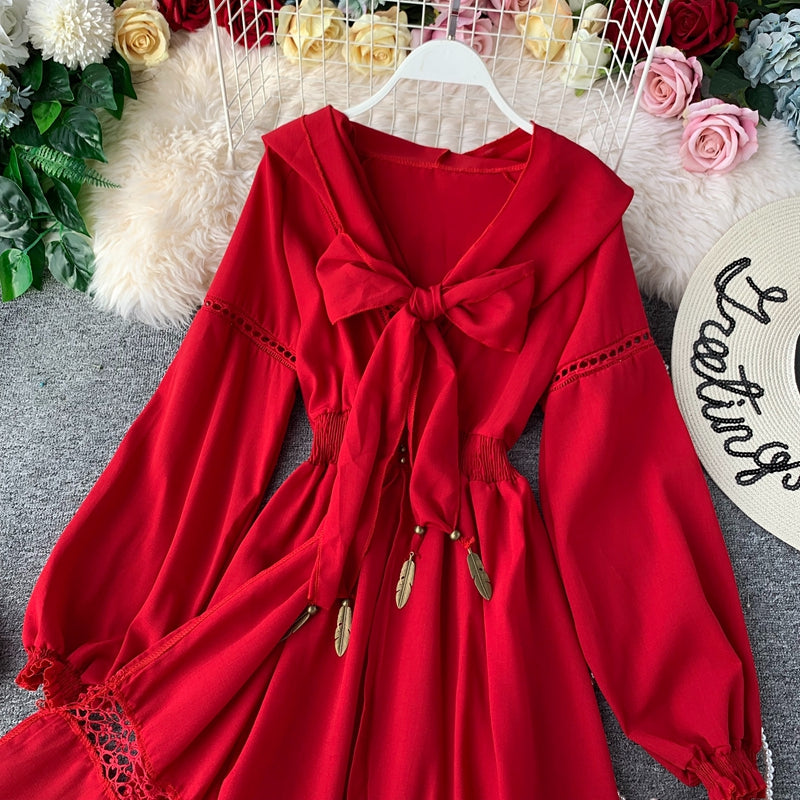 Contemporary Openwork Hooded Robe Dress