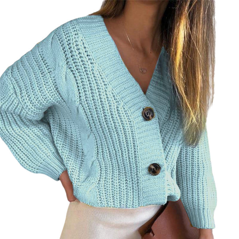 Bright Color Twisted Thick Thread Cardigan