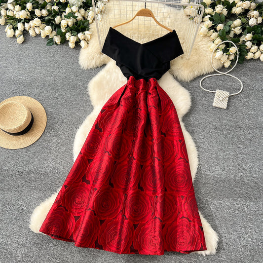 Jacquard Off-Shoulder Party Dress