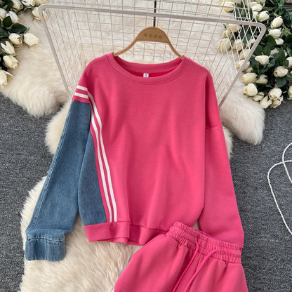 Leisure Wear Patchwork Denim 2Pcs
