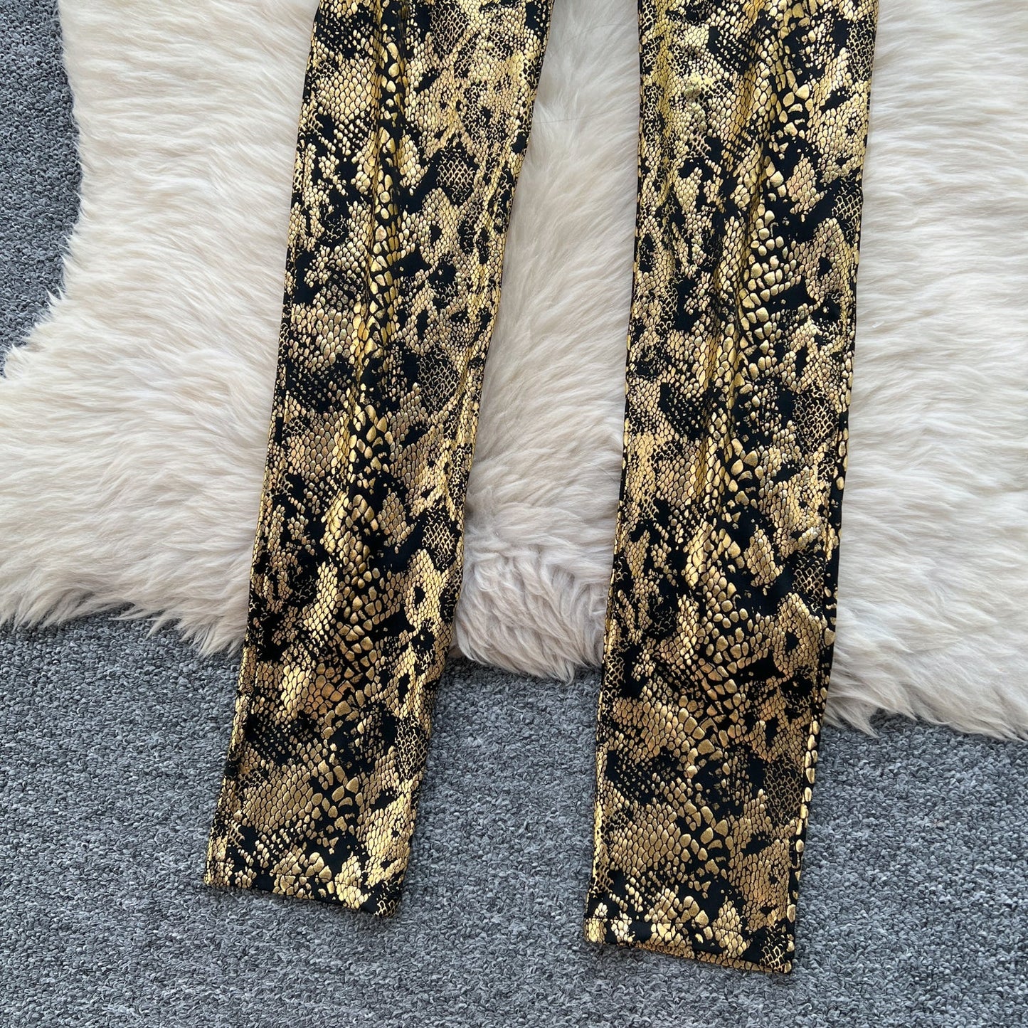 Chic Gold Stamped Slip Jumpsuits
