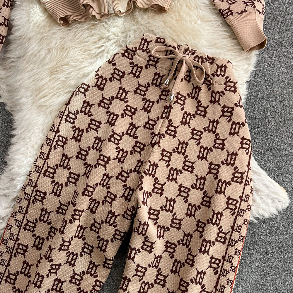 Zipped Hoodie&Trousers Printed 2Pcs
