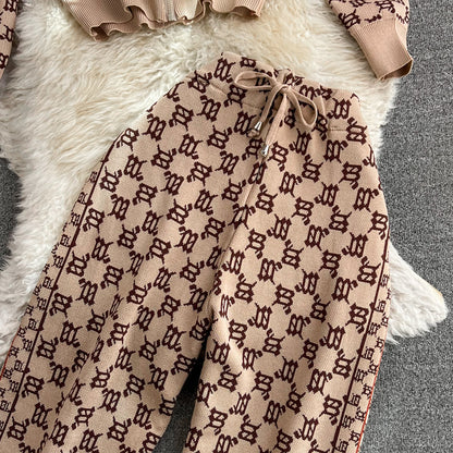 Zipped Hoodie&Trousers Printed 2Pcs