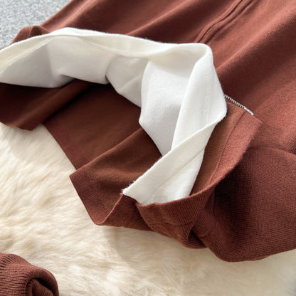 Faux Two-pieces Cardigan & Trousers 2Pcs