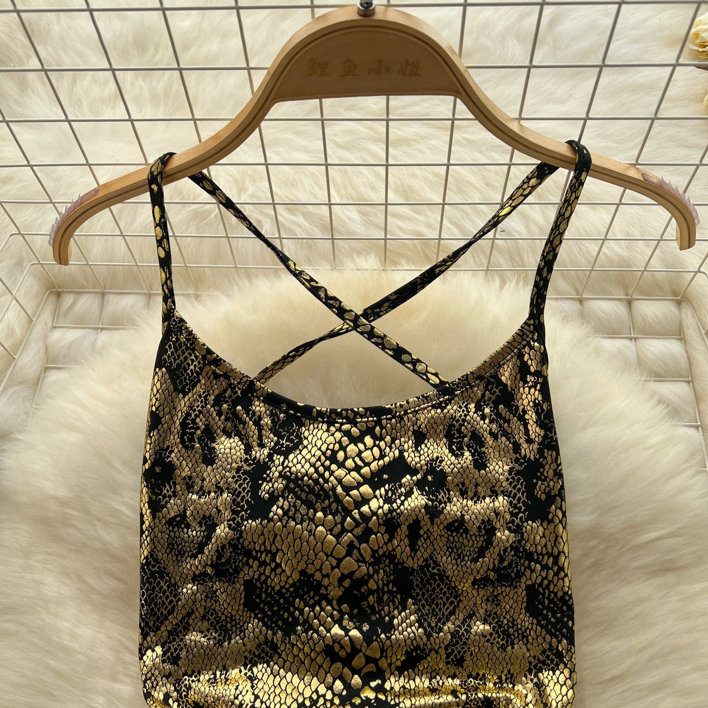 Chic Gold Stamped Slip Jumpsuits