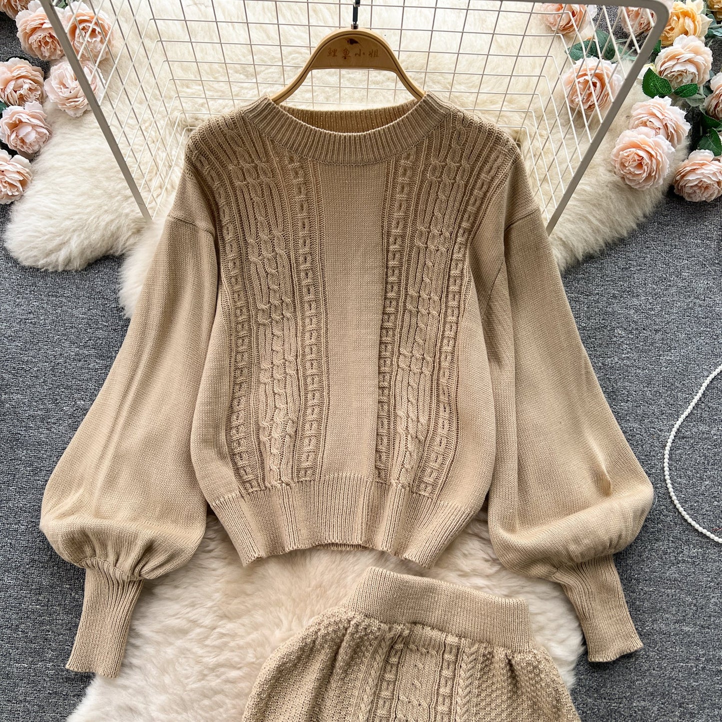Ensemble torsadé 2 pièces pull et jupe sirène
