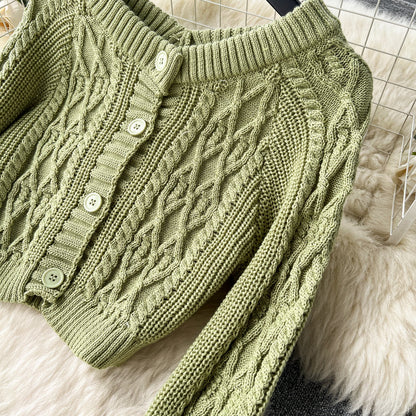 Cardigan et jupe thermiques torsadés 2 pièces