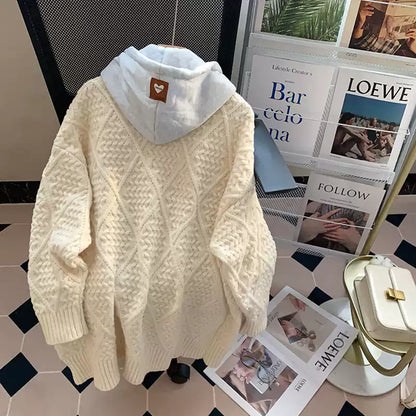 Faux Two-pieces Patchwork Zipped Cardigan