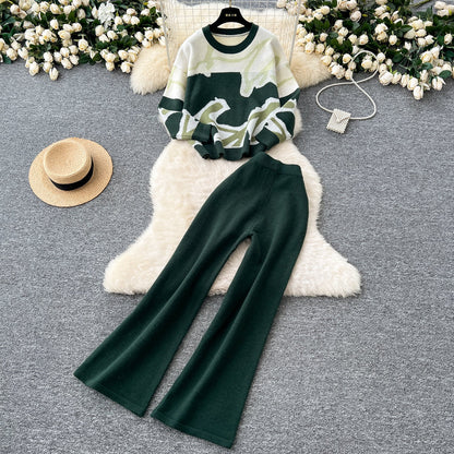 Asymmetric Block Knit & Relaxed Pant Duo