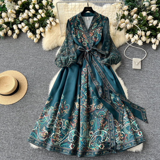Romantic A-line Floral Maxi Dress