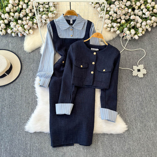 Stripe Dress & Structured Blazer Matching Set