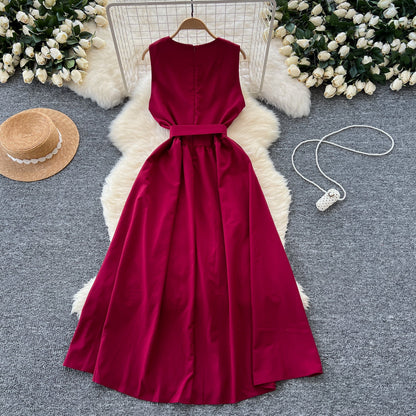 French Style Lace-up Sleeveless Dress