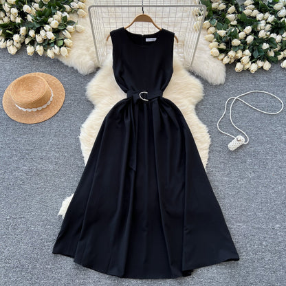 French Style Lace-up Sleeveless Dress