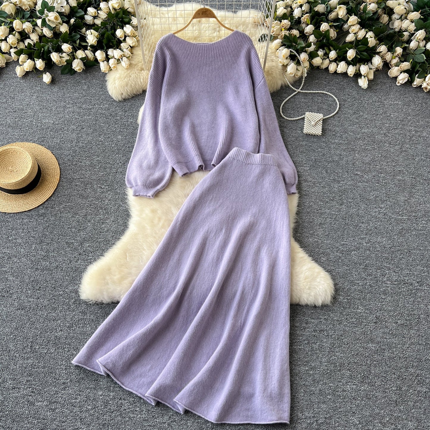 Loose Sweater&Skirt Thermal 2Pcs