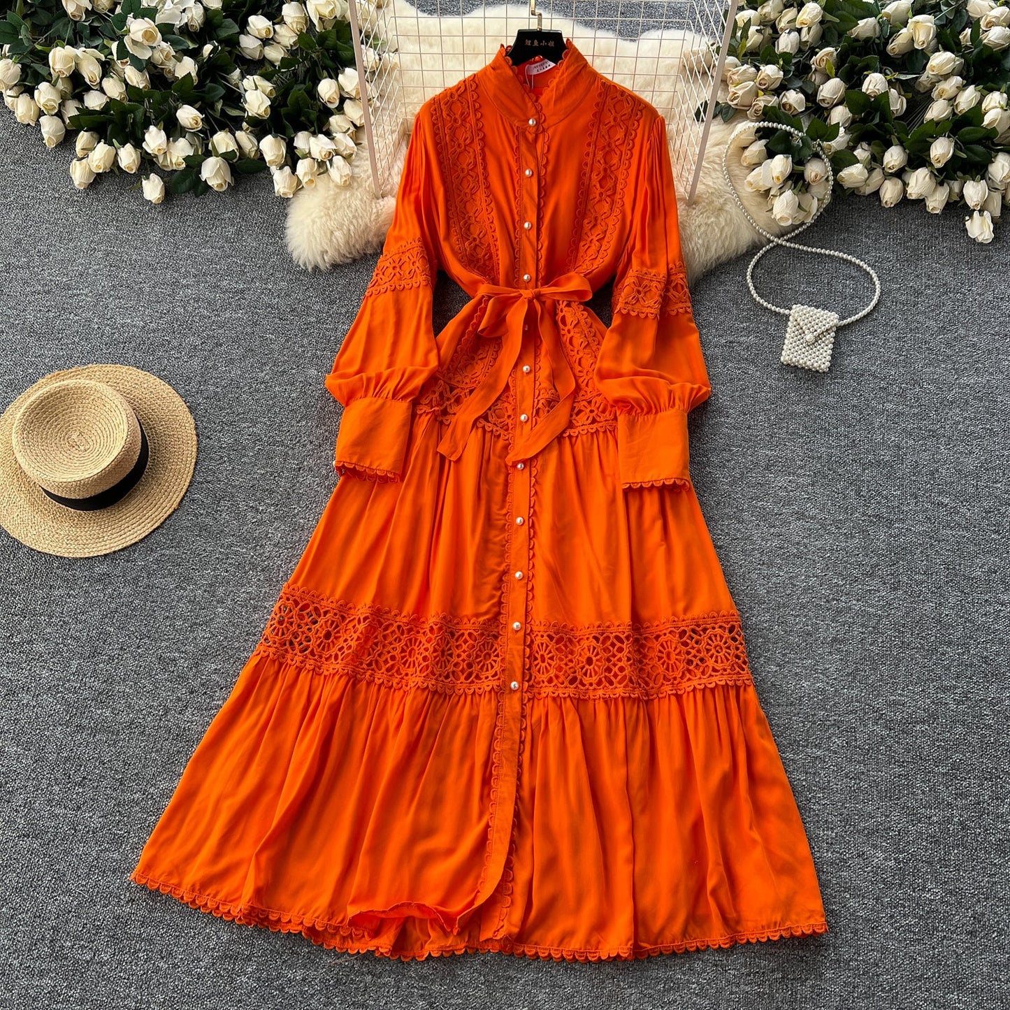 Retro Folkloric Lace Layered Dress