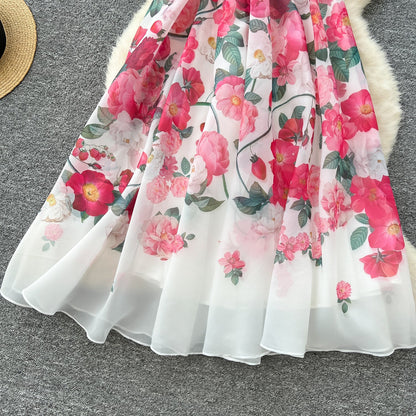 Blossom Cascade V-Neck Ruffles Dress
