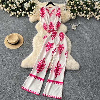 Printed Sleeveless Top & Wide Leg Pants Set