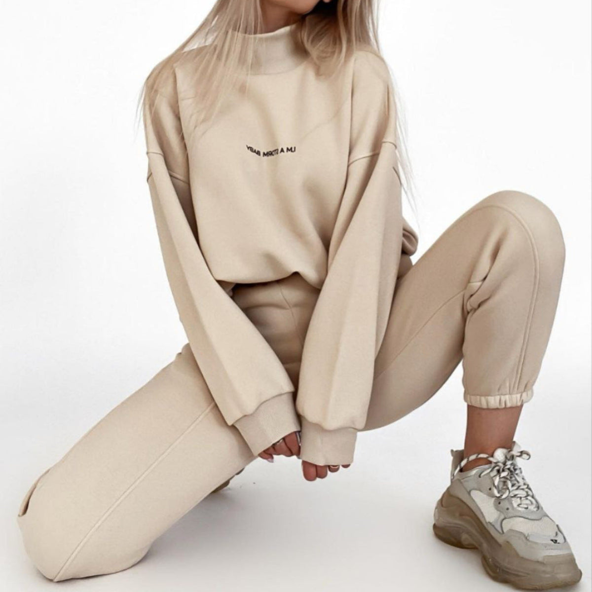 Bedrucktes Sweatshirt und Hose, leger, 2-teilig