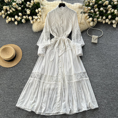 Retro Folkloric Lace Layered Dress