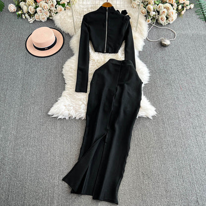 Rhinestone Sweater & Midi Skirt Matching Set