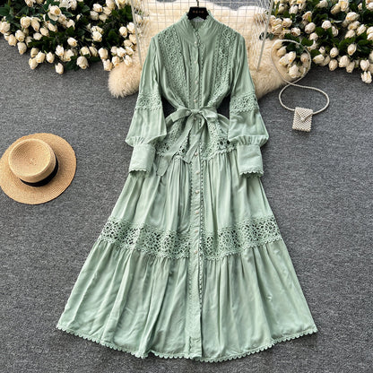 Retro Folkloric Lace Layered Dress