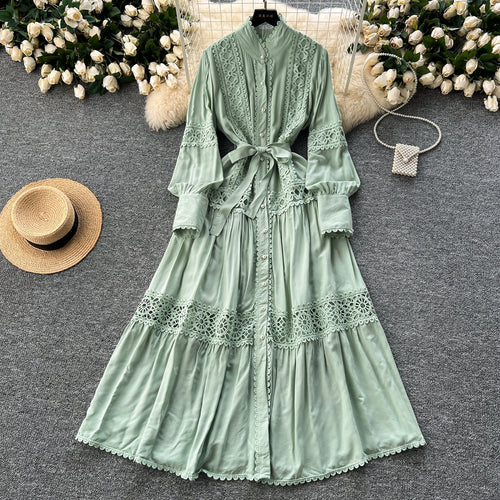 Retro Folkloric Lace Layered Dress
