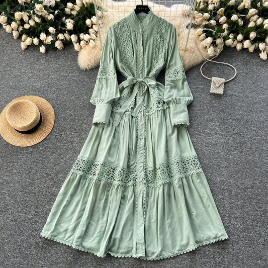 Retro Folkloric Lace Layered Dress