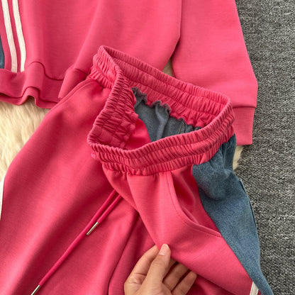 Leisure Wear Patchwork Denim 2Pcs