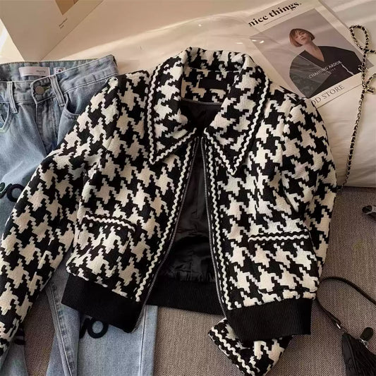 Women’s Color Block Houndstooth Jacket