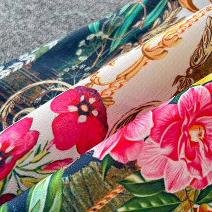 Courtly Floral Single-breasted Dress