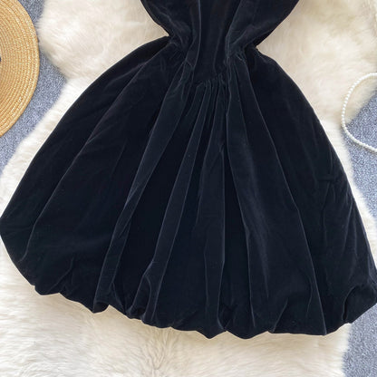 Square Neckline Black Slip Dress