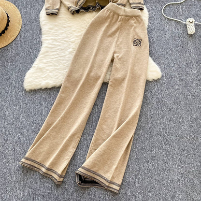 Women's Knit & Elastic Waist Trousers Set