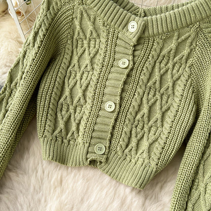 Cardigan et jupe thermiques torsadés 2 pièces