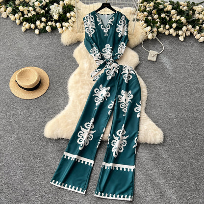 Printed Sleeveless Top & Wide Leg Pants Set