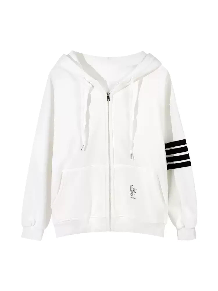 Oversized Zipped Fleece Hooded Sweatshirt
