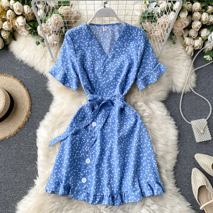 Chic Retro Polka Dot V-Neck Dress