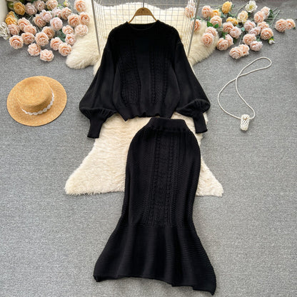 Ensemble torsadé 2 pièces pull et jupe sirène
