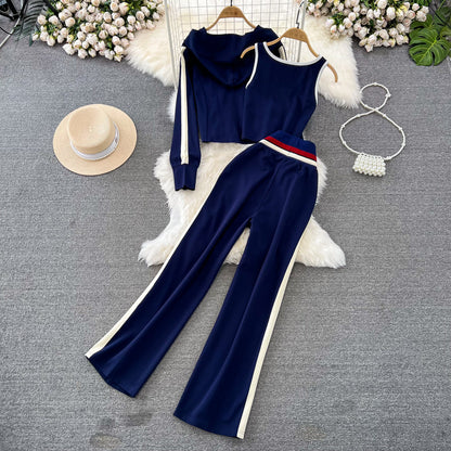 Women's 3 Piece Matching Outfit - Hoodie + Camisole + Trousers