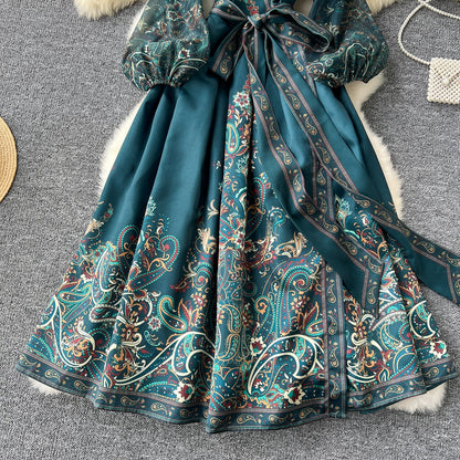 Romantic A-line Floral Maxi Dress