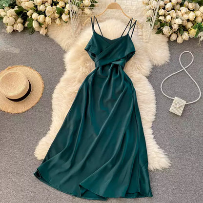 Elegant Cross V-Neck Dress