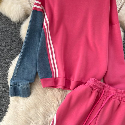 Leisure Wear Patchwork Denim 2Pcs