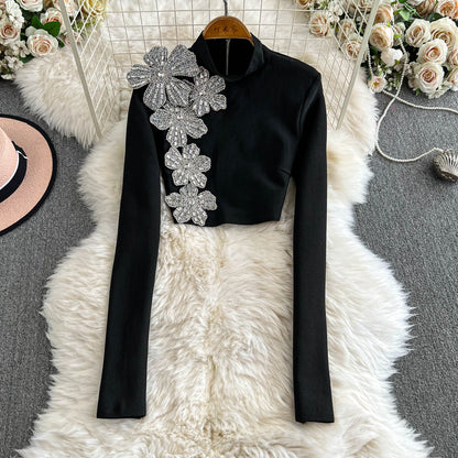 Rhinestone Sweater & Midi Skirt Matching Set