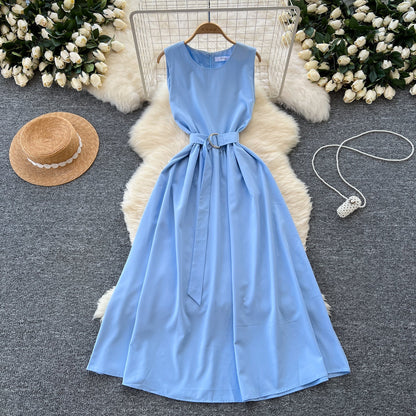 French Style Lace-up Sleeveless Dress